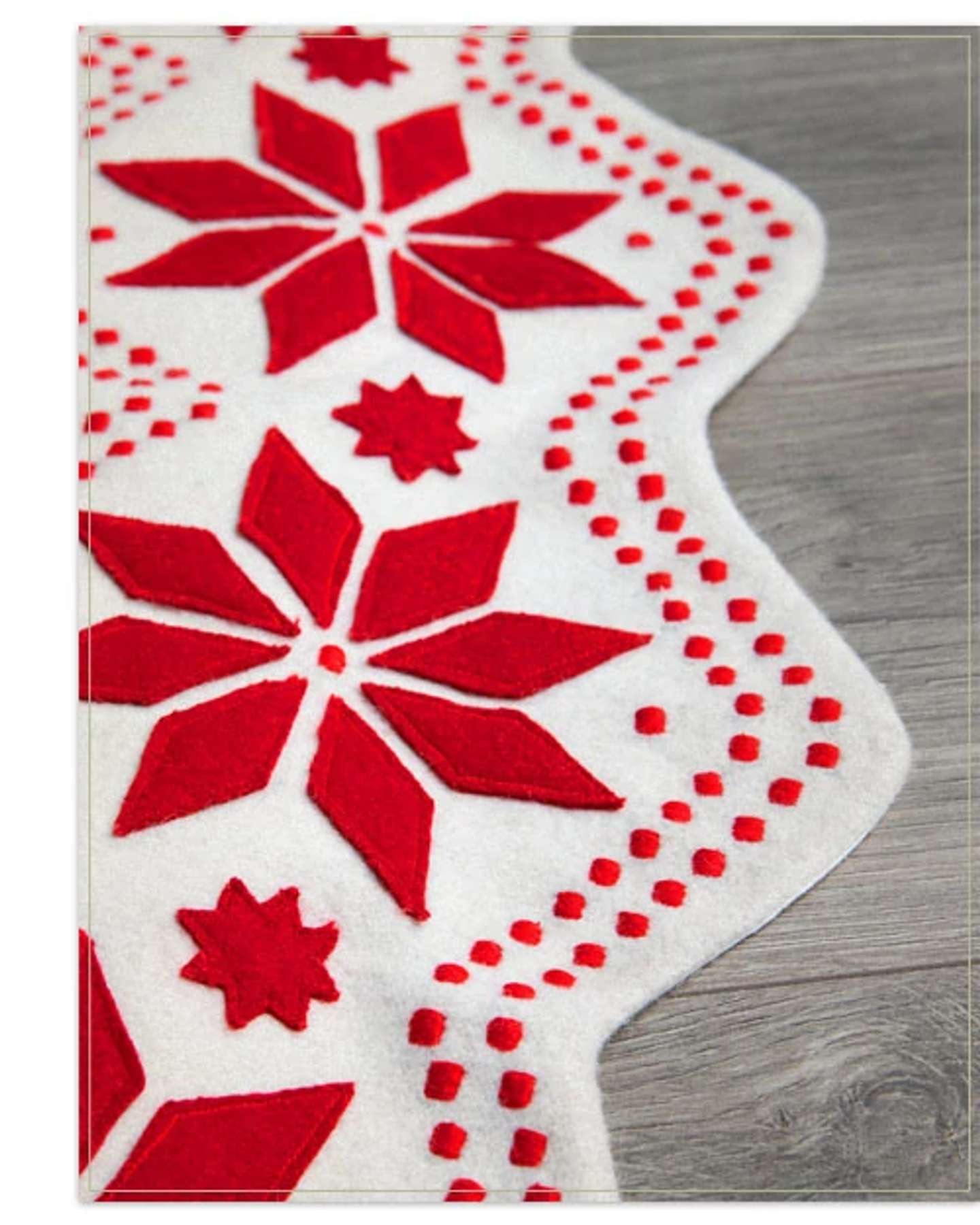 Balsam Hill 60-Inch Nordic Snowflake Artificial Christmas Tree Skirt Closeup View