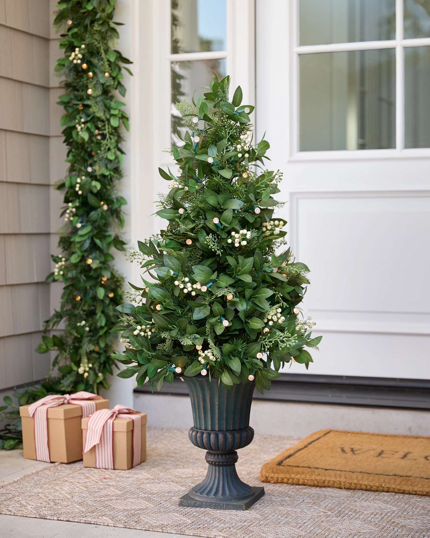 White Berry Cypress Potted Tree
