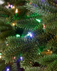 Multicolor lights on artificial Christmas tree