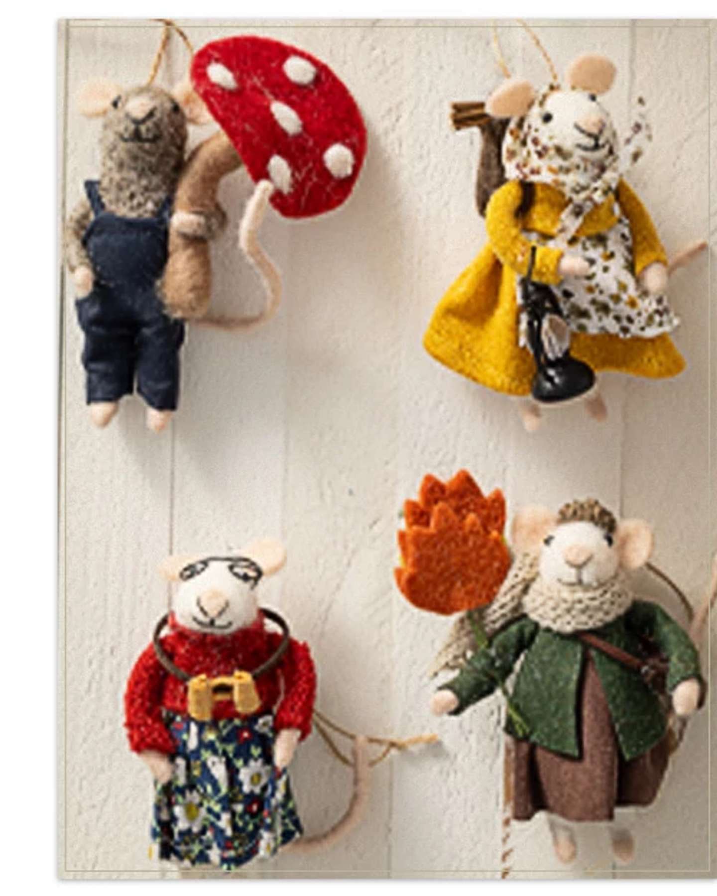 Balsam Hill Festive Friends Felt Christmas Ornament Set Product Display