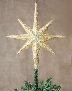 Gold Bethlehem Star Beaded Tree Topper Gold Bethlehem Star Beaded Tree Topper
