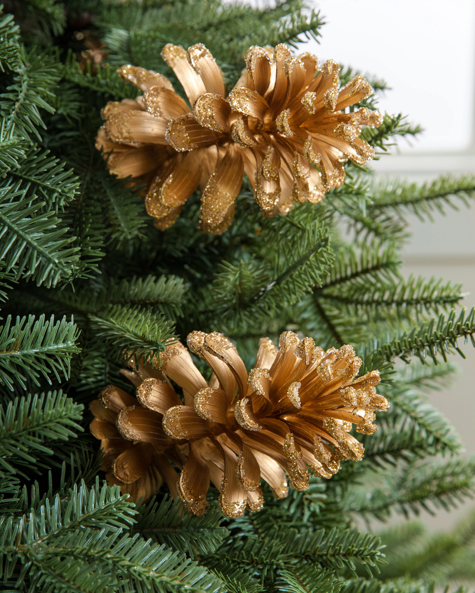 Gold Shimmer Pinecone Tree Picks