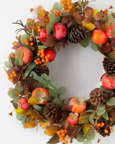 Persimmon and Pinecone Wreath SSCR by Balsam Hill