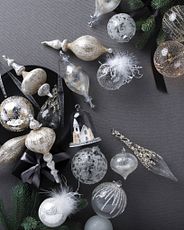 Set of winter-themed Christmas baubles