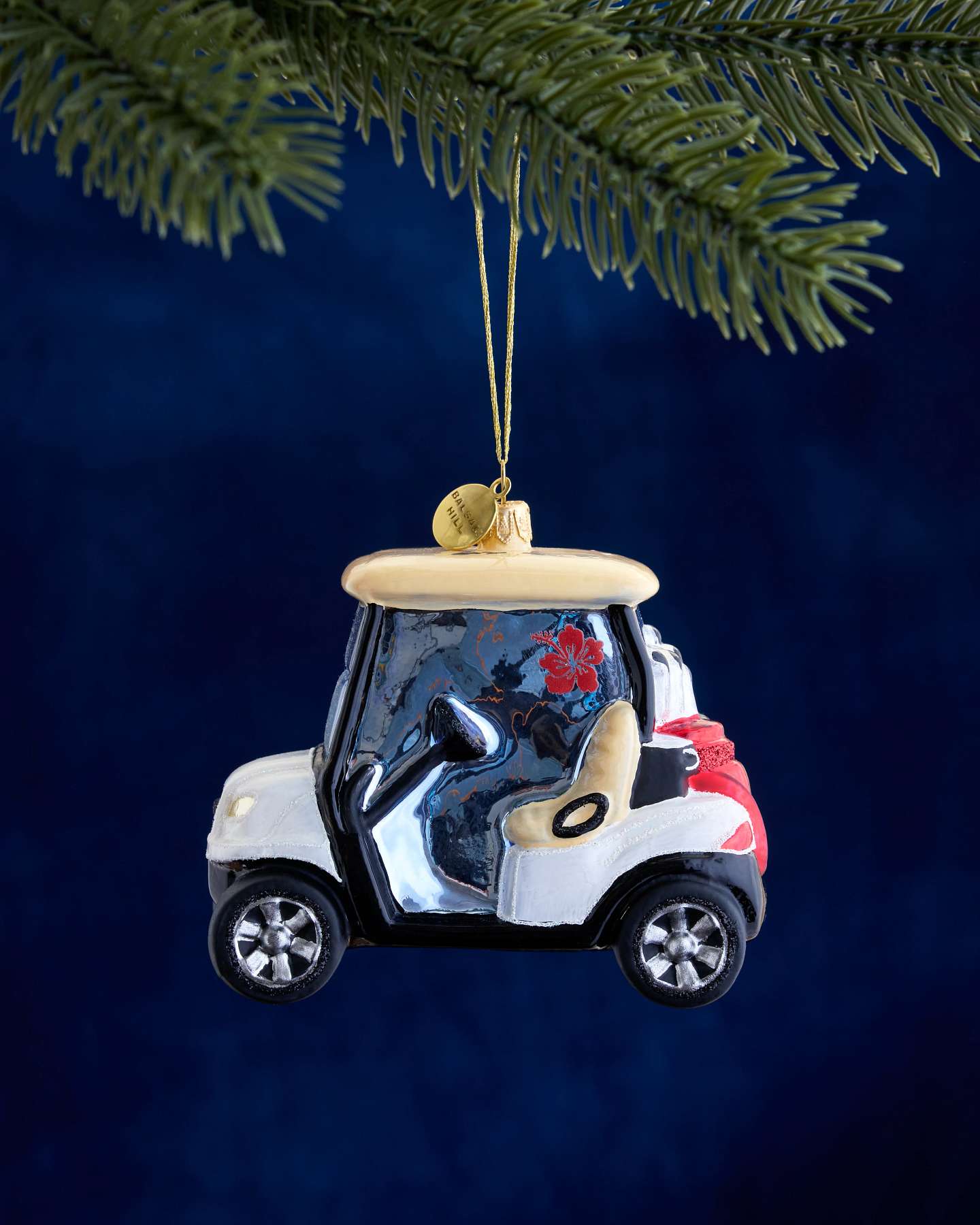 Balsam Hill Studio Maui Beige Golf Cart Ornament