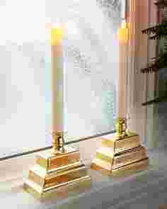 Brass Miracle Flame LED Window Candles, Set of 2 by Balsam Hill SSC 20