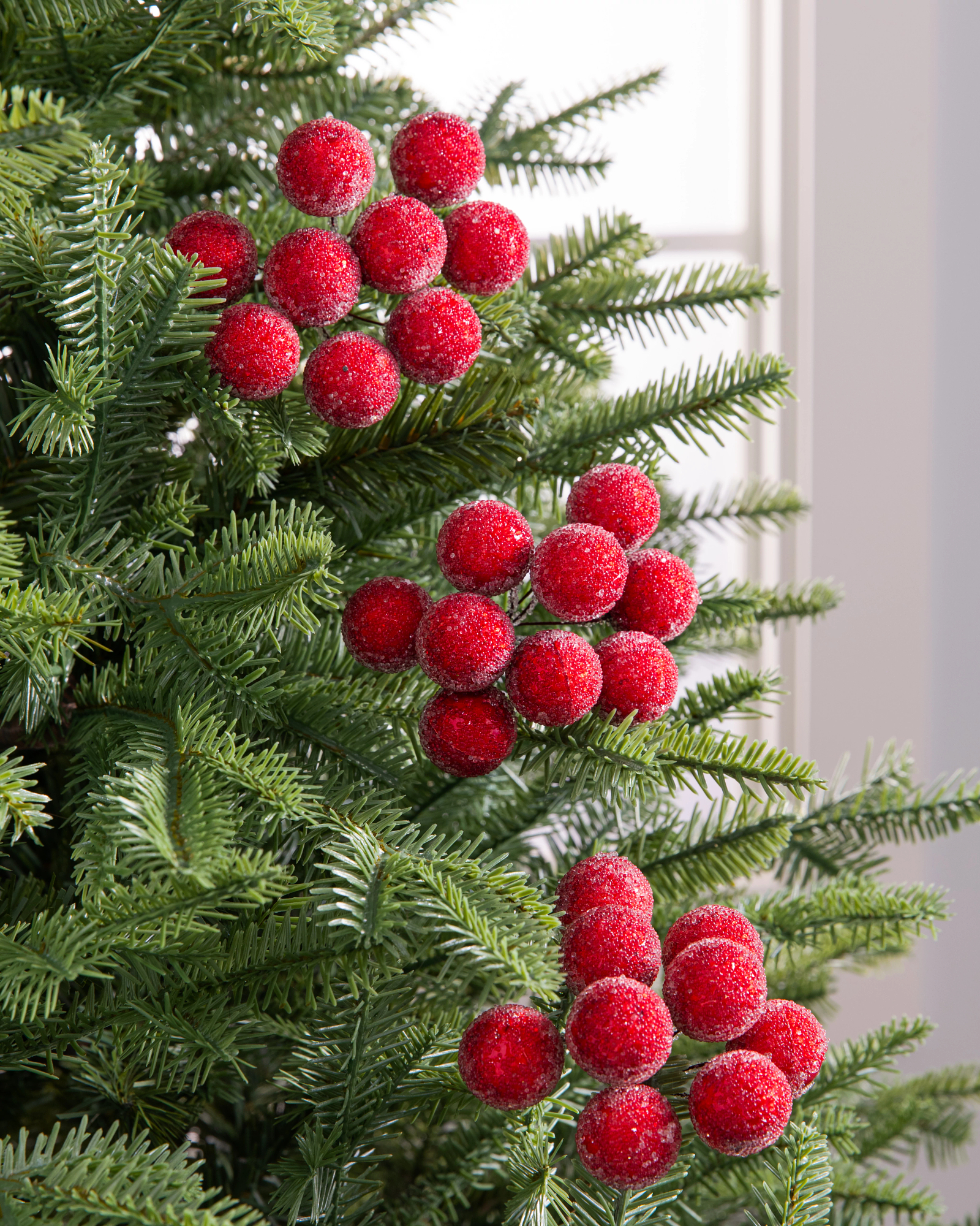RED BERRY BRANCH CHRISTMAS TREE DECORATION (Set of 6)