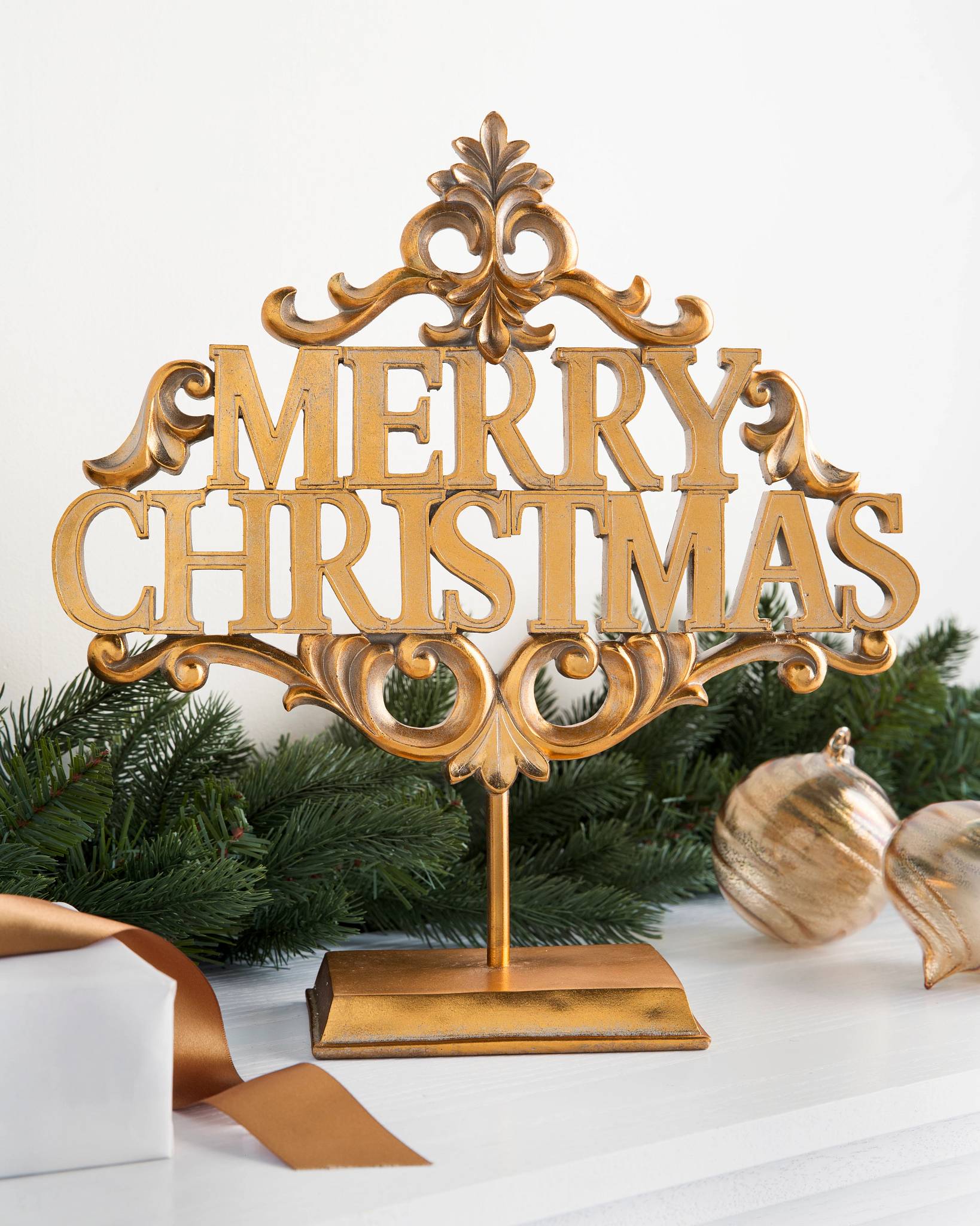 Best outdoor holiday christmas yard decorations to buy Merry Christmas Tabletop Sign | Balsam Hill