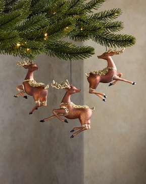 Winter Lodge Reindeer Glass Ornament Set Winter Lodge Reindeer Glass Ornament Set