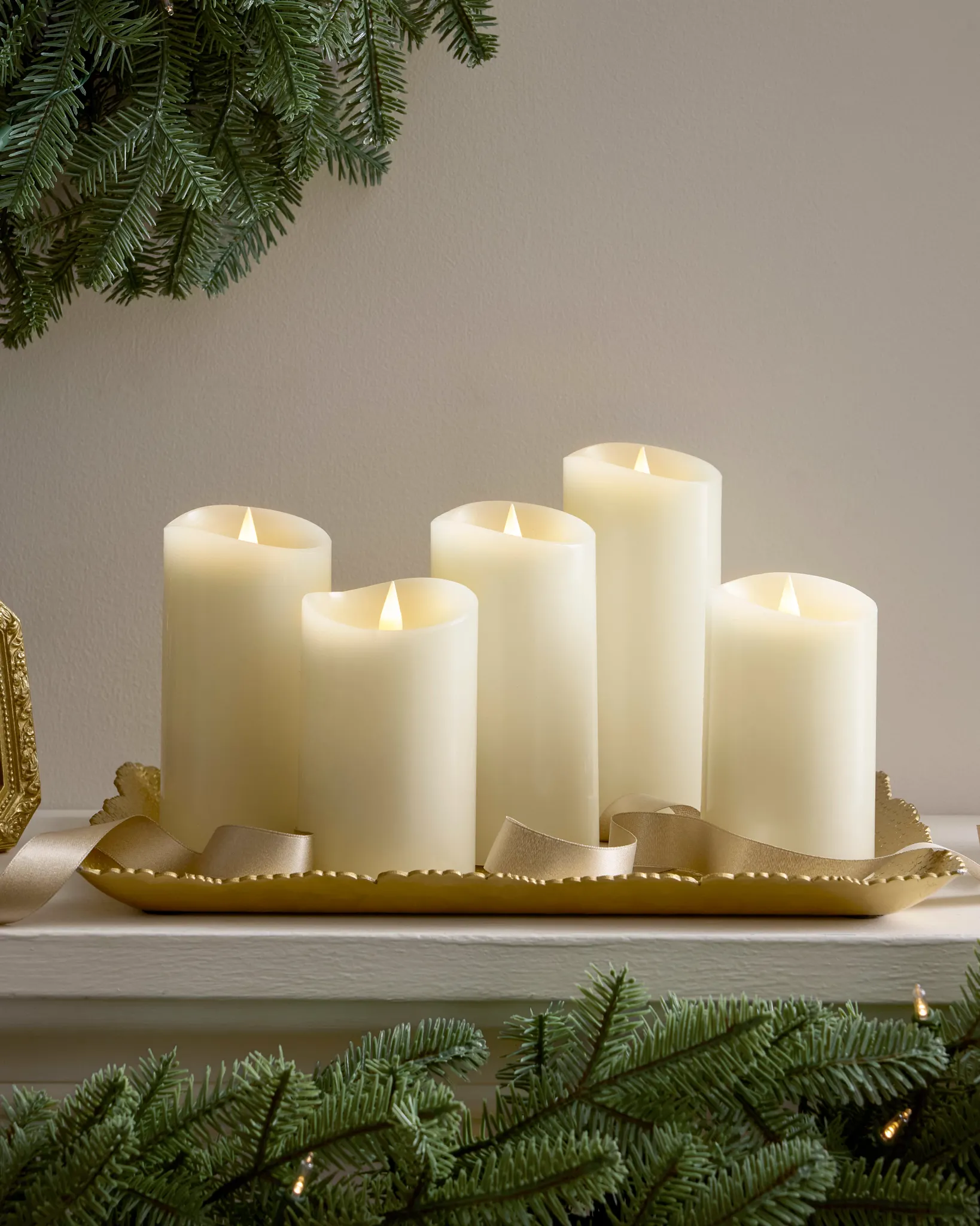 Ivory Miracle Flame Premium 3D Led Wax Pillar Candle - Set of 3