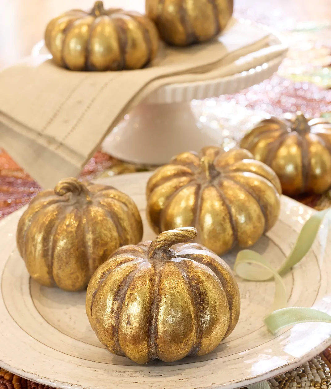 Bronzed Mini Pumpkin Set