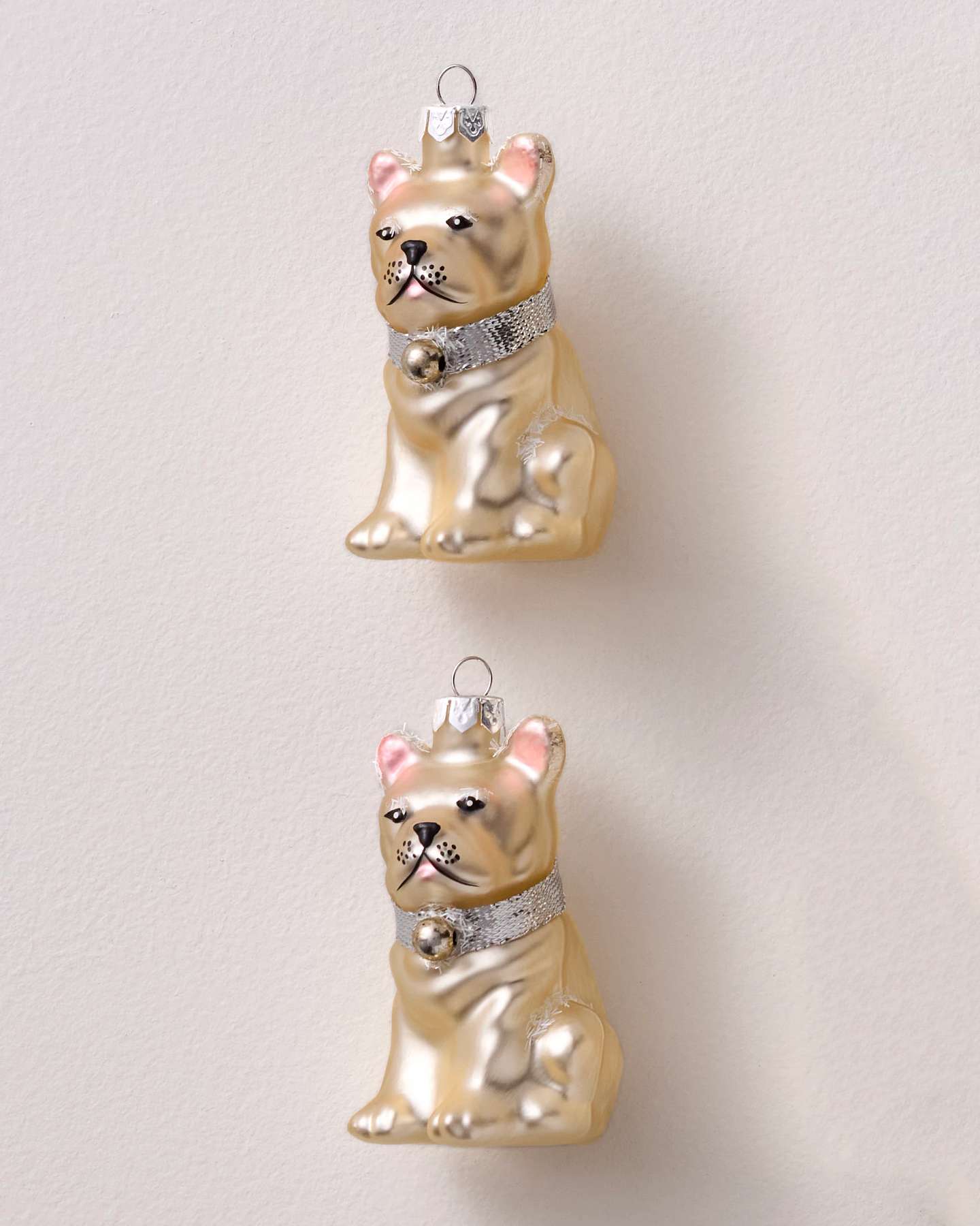 Christmas Frenchie Glass Ornaments, Set of 4