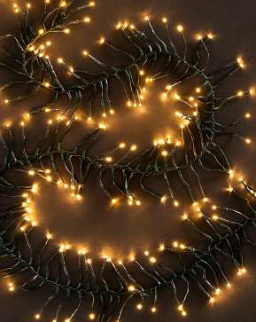 Warm White Cluster LED Light String with Green Cord Warm White Cluster LED Light String with Green Cord