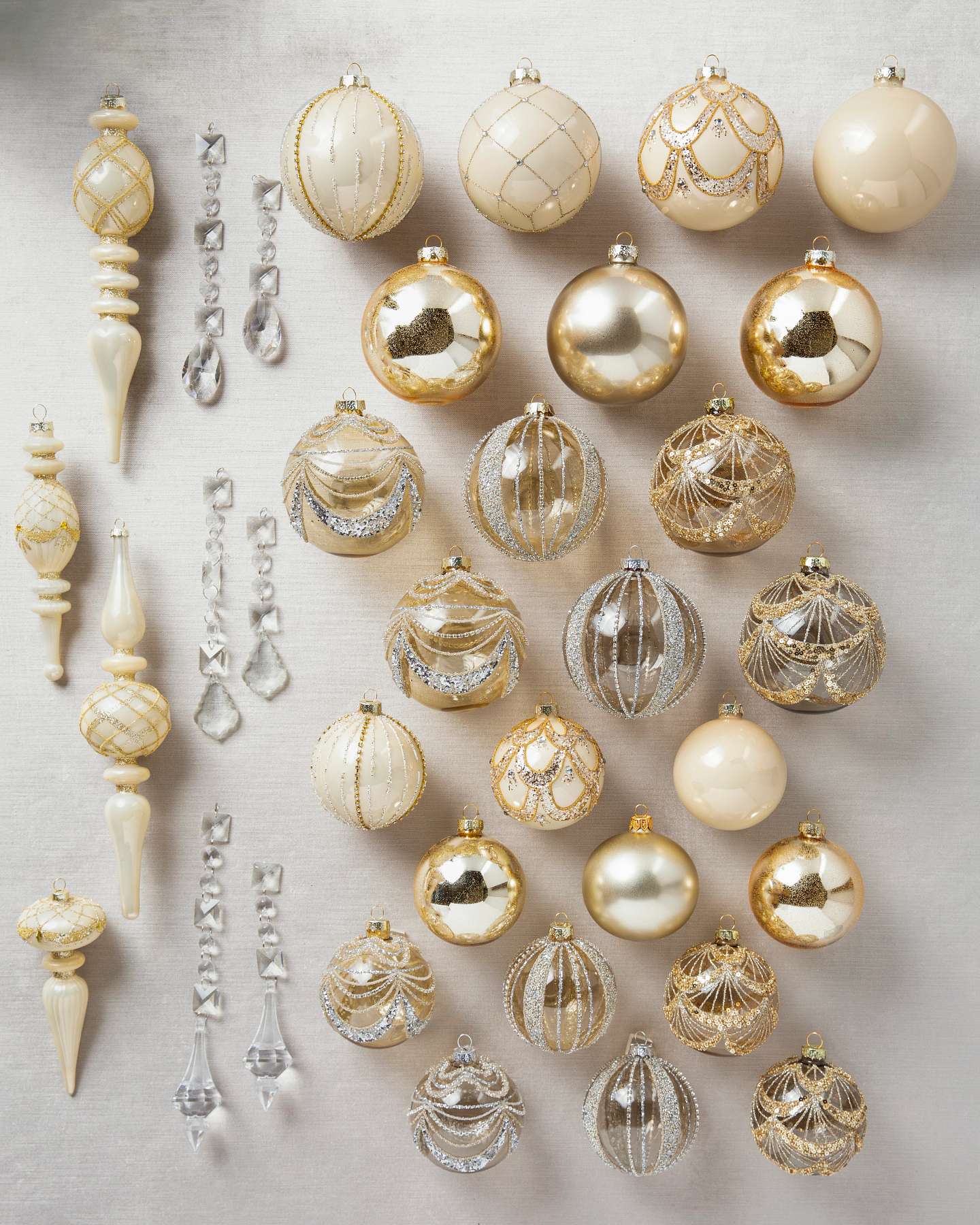 Balsam Hill Roaring Twenties Christmas Ornament Set of 35 with Vintage Glamour