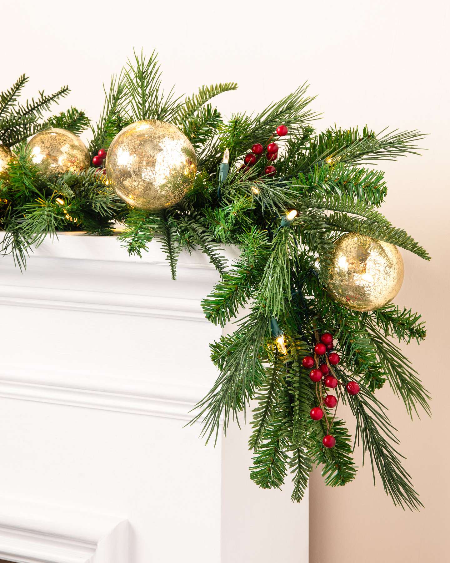 Balsam Hill Pine Peak Holiday 6-Feet LED Artificial Christmas Garland Set of 2