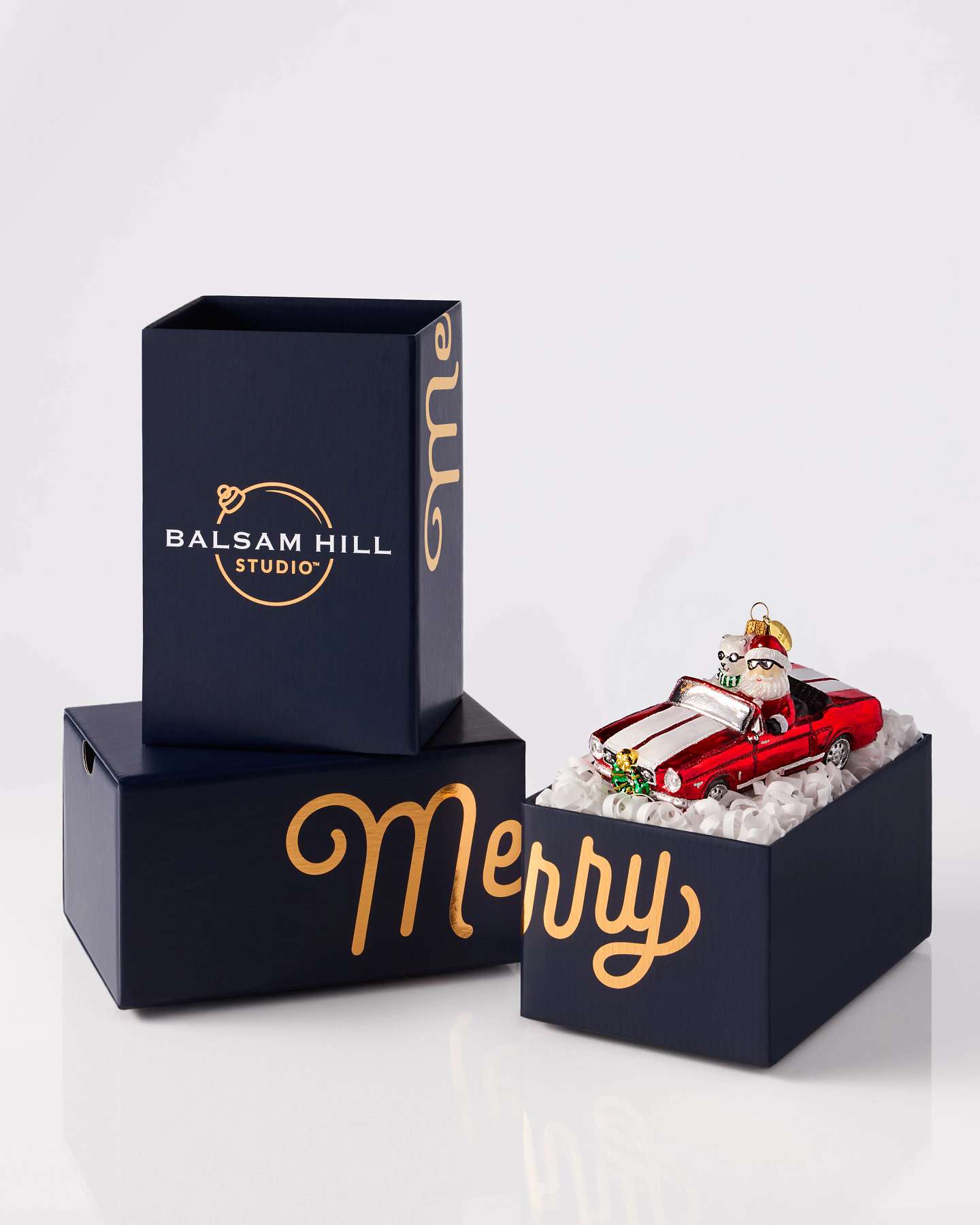 Balsam Hill Studio Santa in Red Mustang Ornament