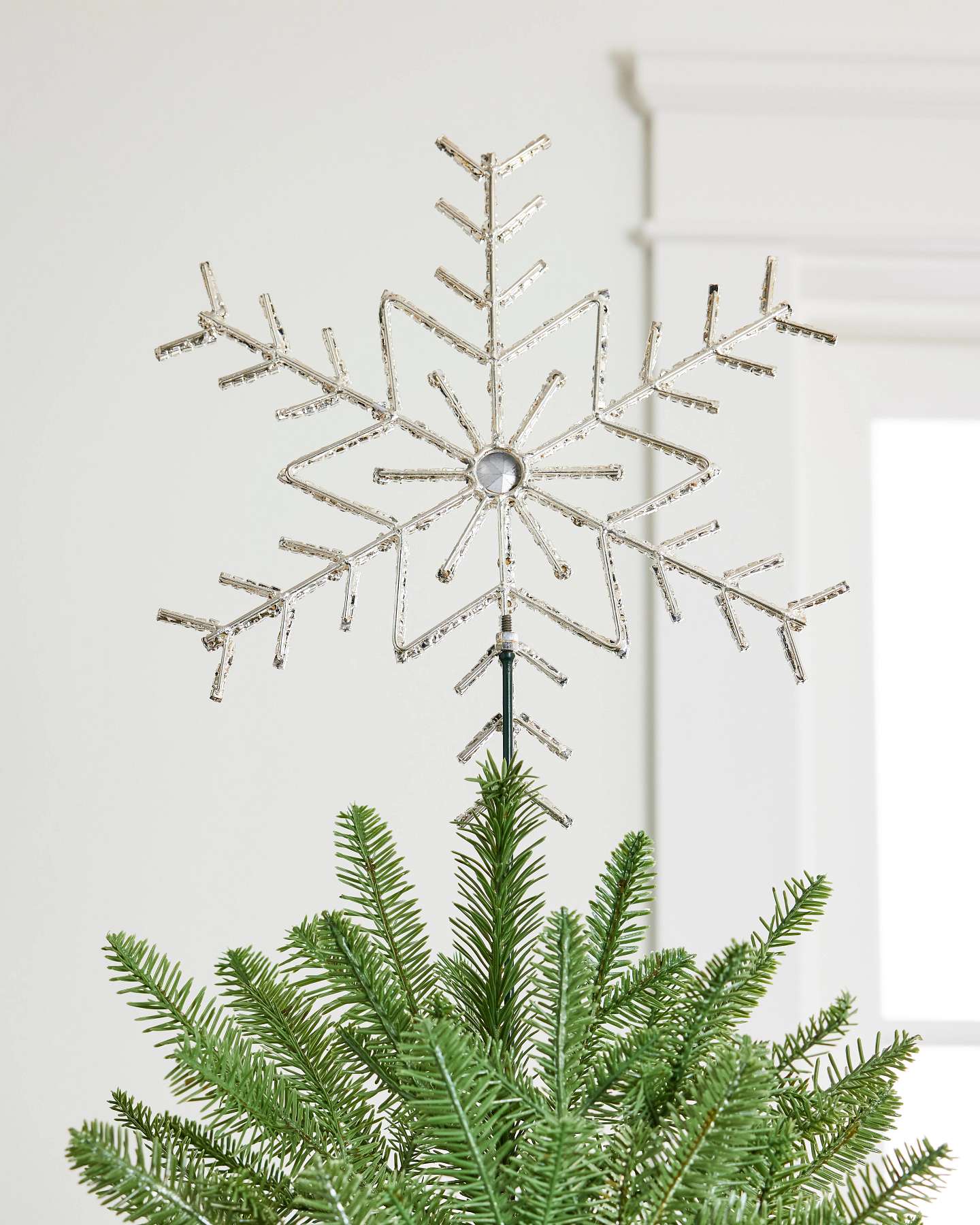 Balsam Hill 11.5-Inch Rhinestone Snowflake Artificial Christmas Tree Topper Closeup
