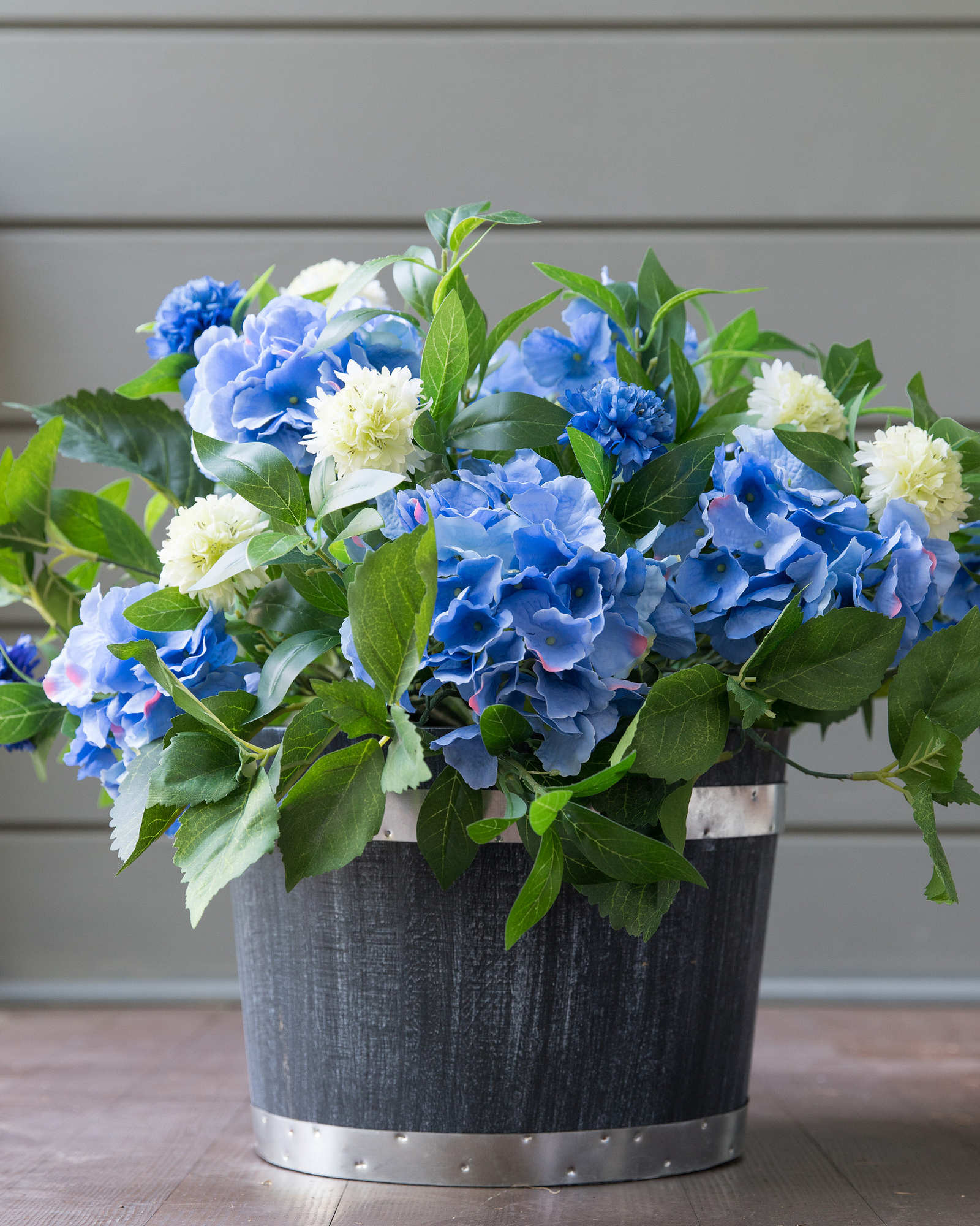 22" Blue/White Hydrangea Potted Foliage | Balsam Hill