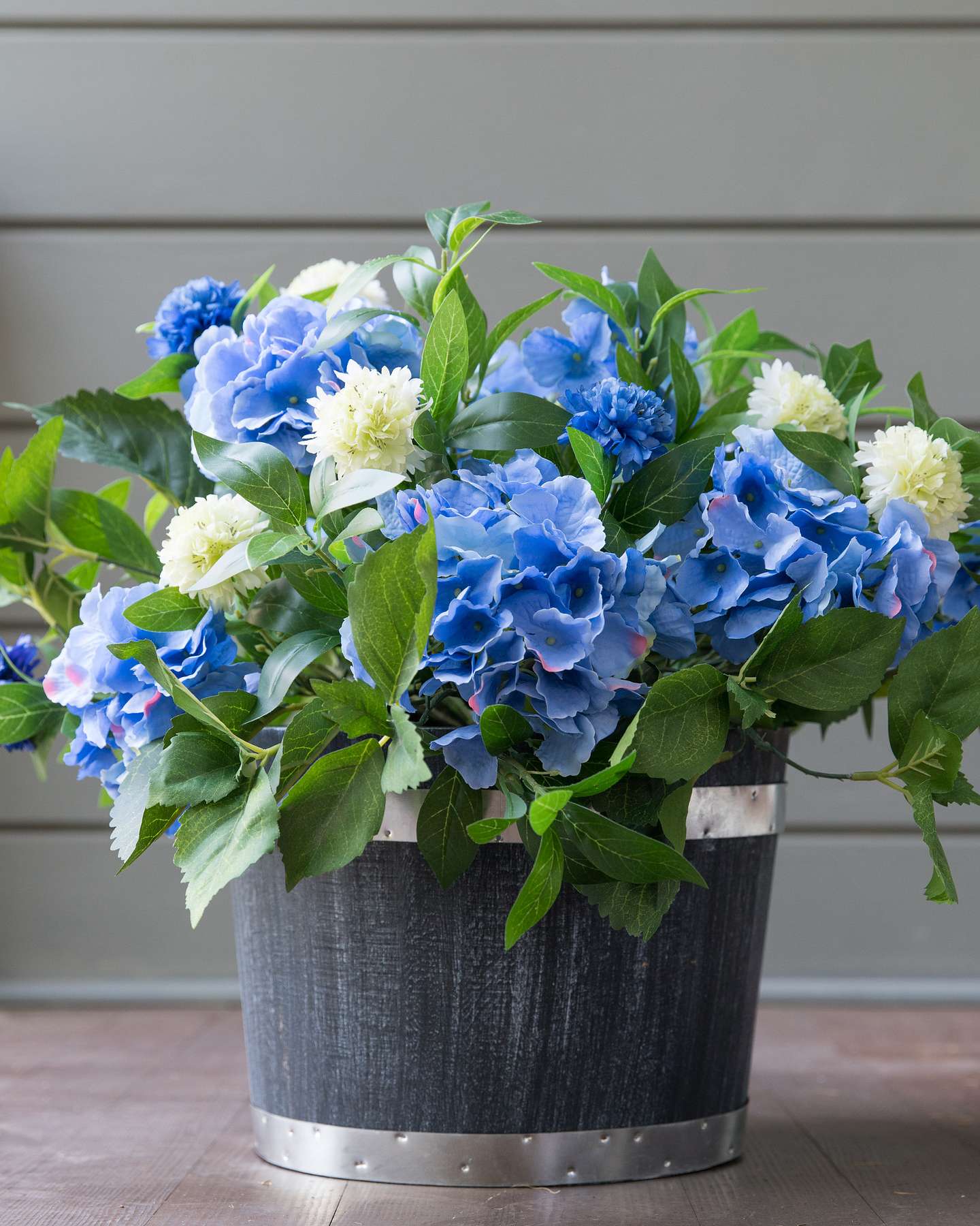 Balsam Hill Outdoor Blue Hydrangea Potted Artificial Spring Foliage Display