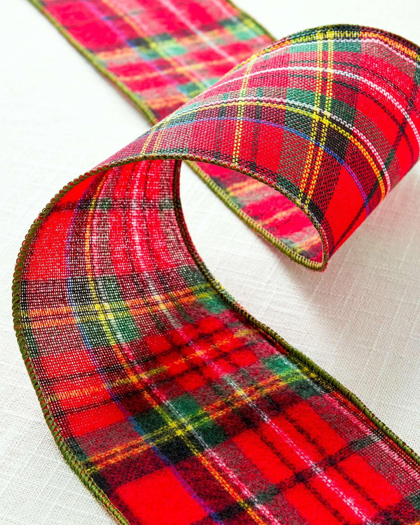 10yds x 4"w Red Wool Plaid Christmas Ribbon