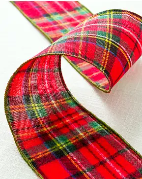 Red Wool Plaid Christmas Ribbon Red Wool Plaid Christmas Ribbon