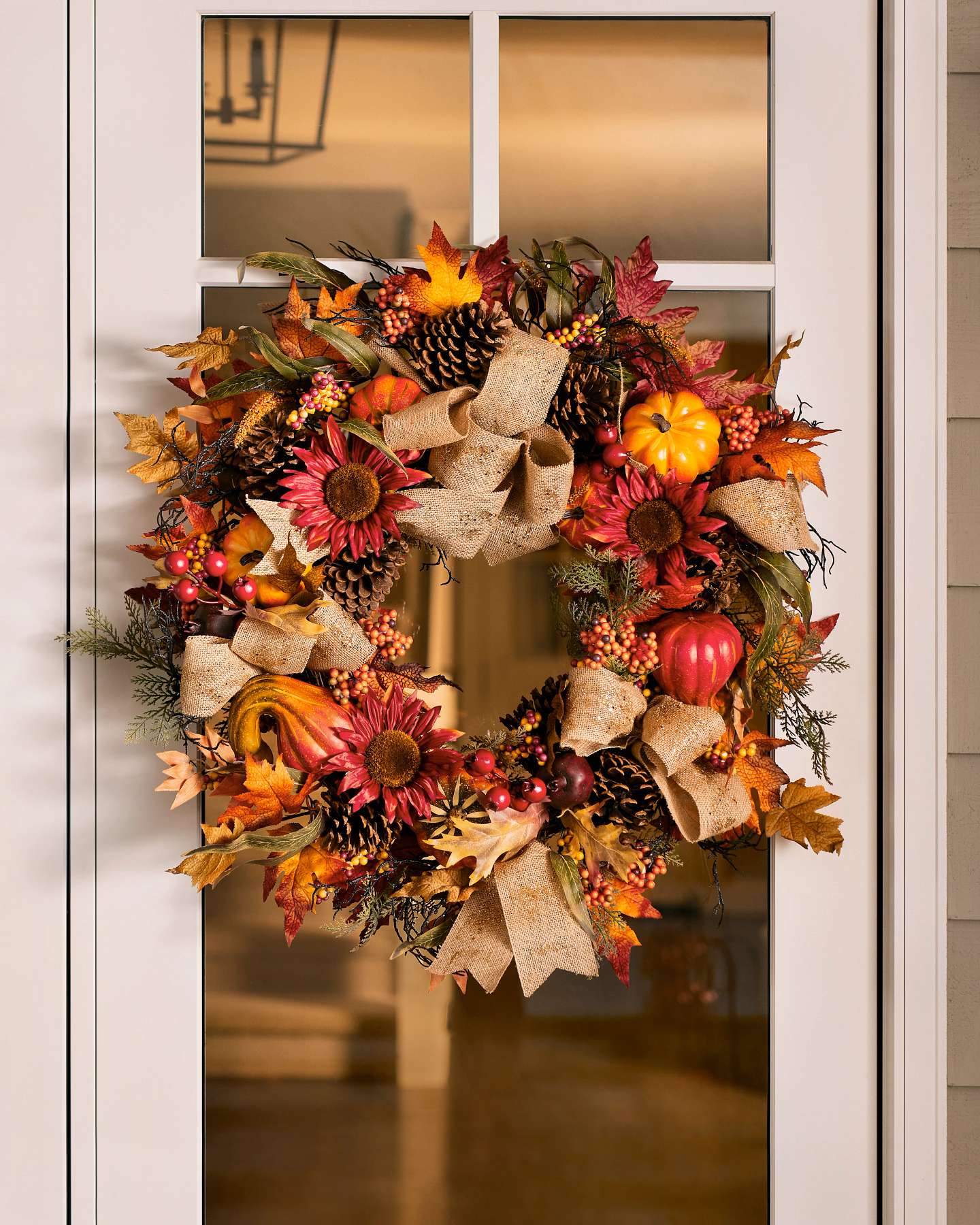 Balsam Hill Fall Harvest Artificial Foliage Lifestyle Door Lites Display