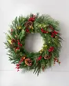 28in Outdoor Red Berry Pine Wreath by Balsam Hill