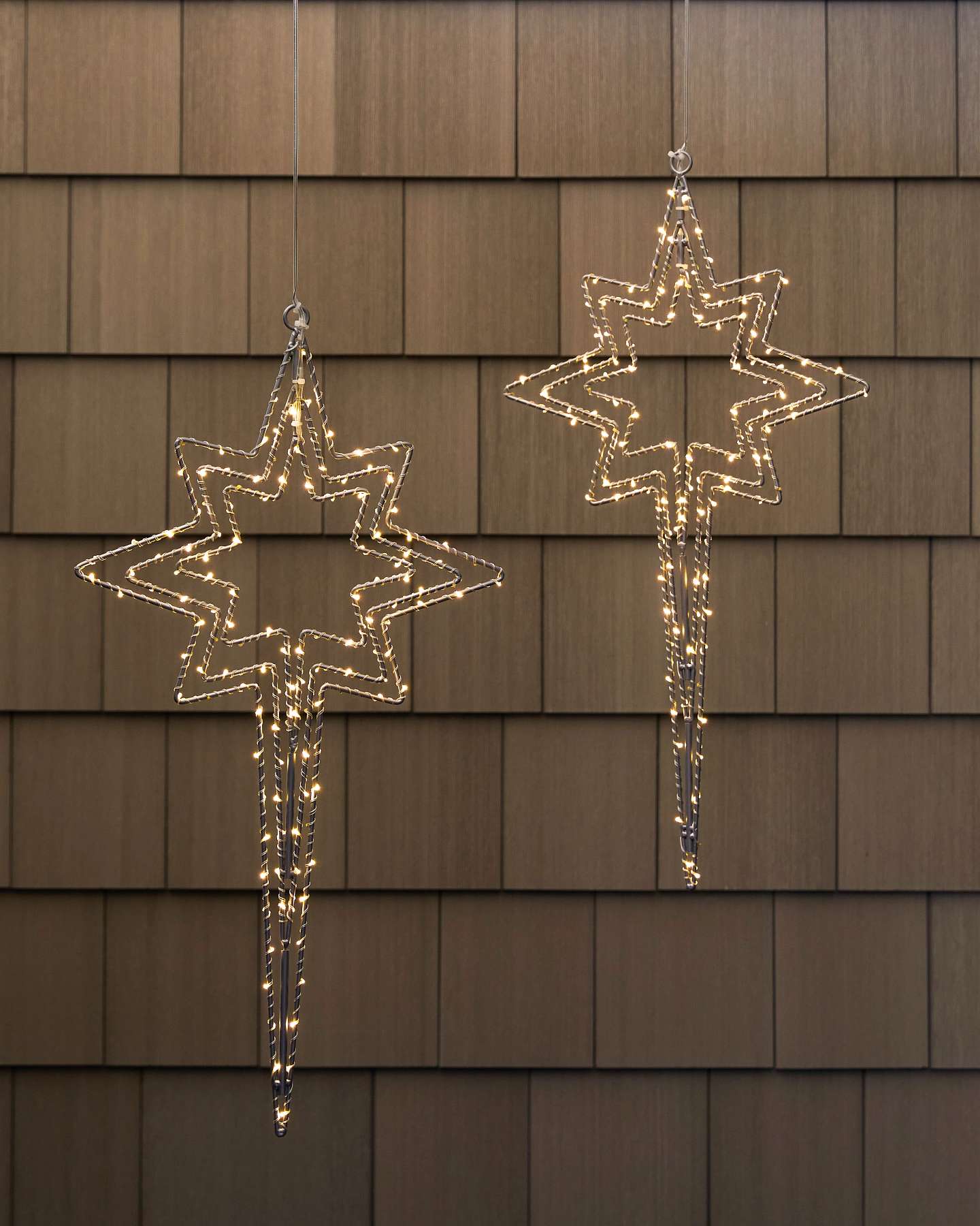 Outdoor Lit Twinkling Swivel Stars, Set of 2