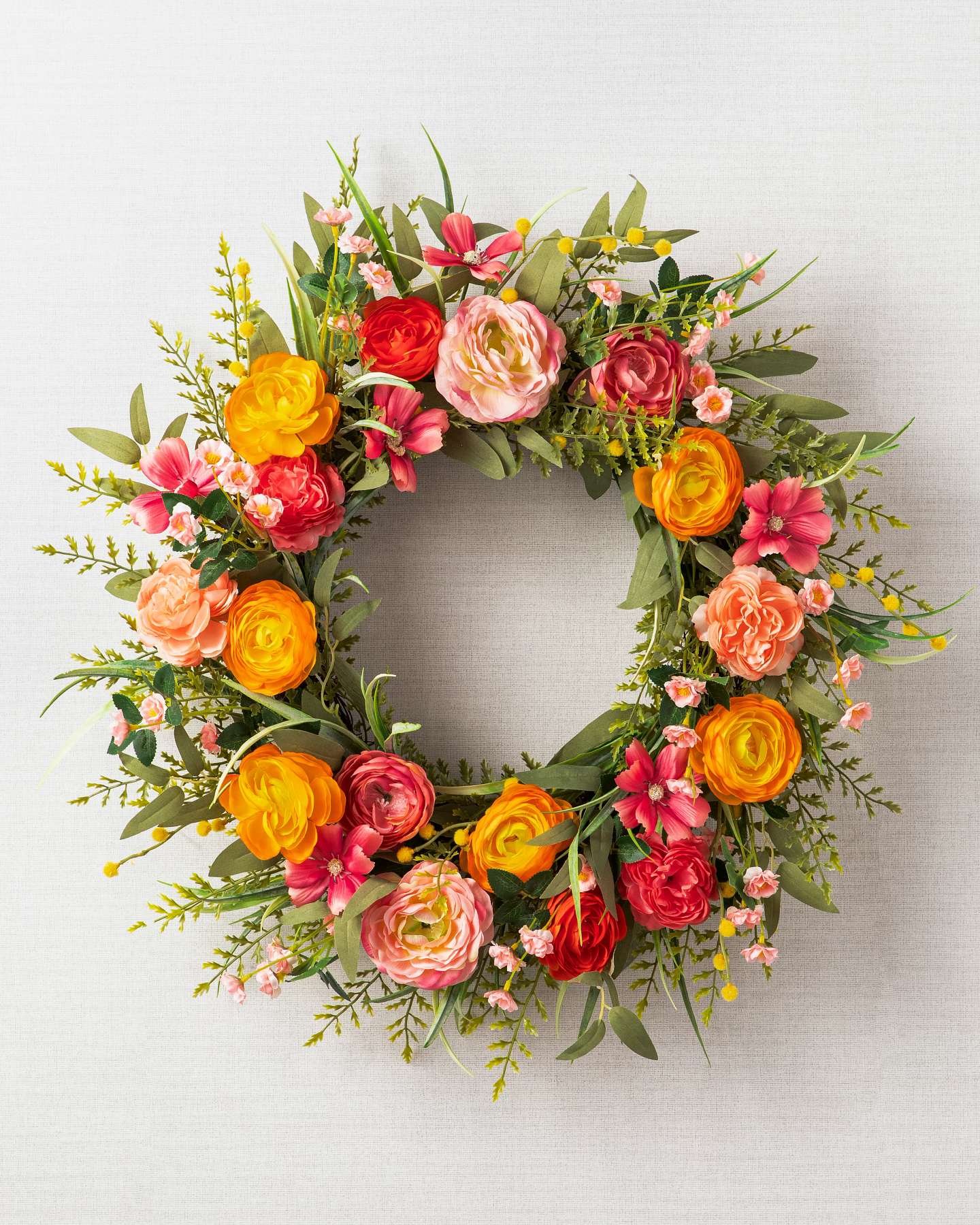 Balsam Hill Sunrise Blooms Artificial Wreath 22-Inch Display