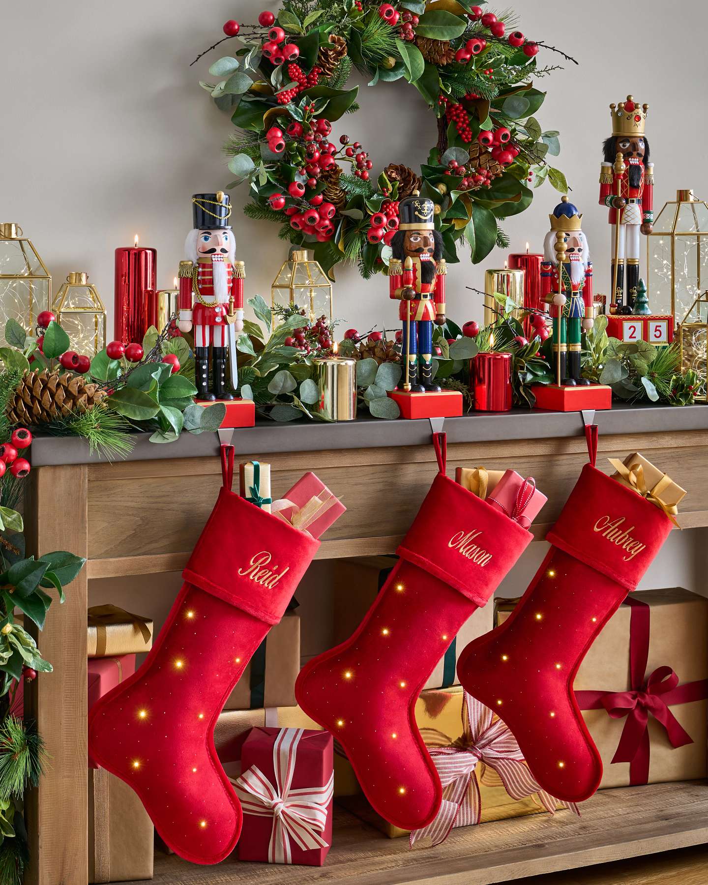 Balsam Hill Lit Starlight Christmas Stocking Lifestyle View