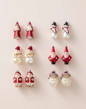Vintage Holiday Santa & Snowman Glass Ornament Set Vintage Holiday Santa & Snowman Glass Ornament Set