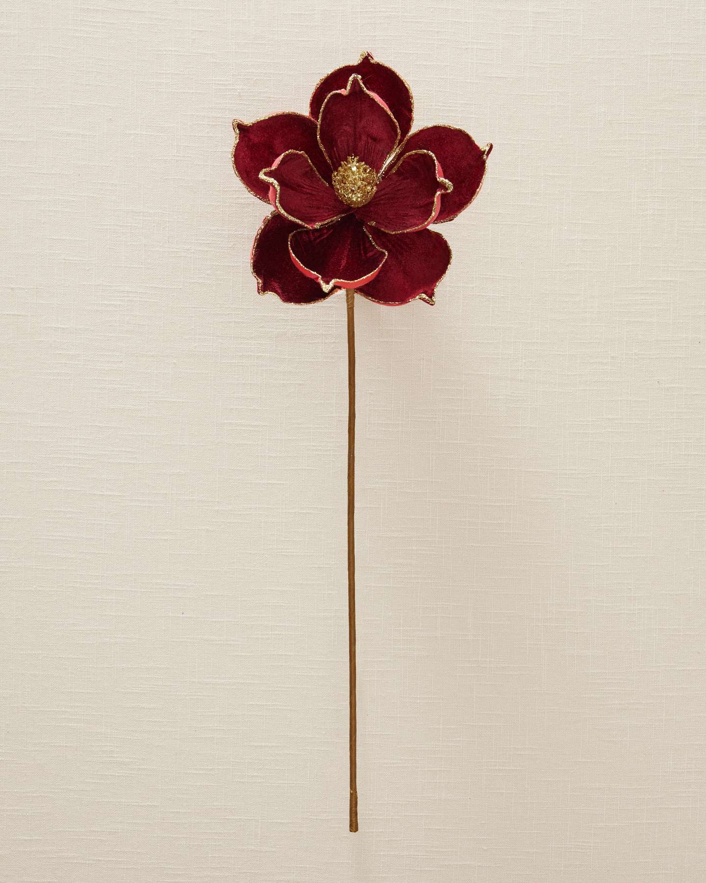 Burgundy Velvet Magnolia Christmas Picks, Set of 12