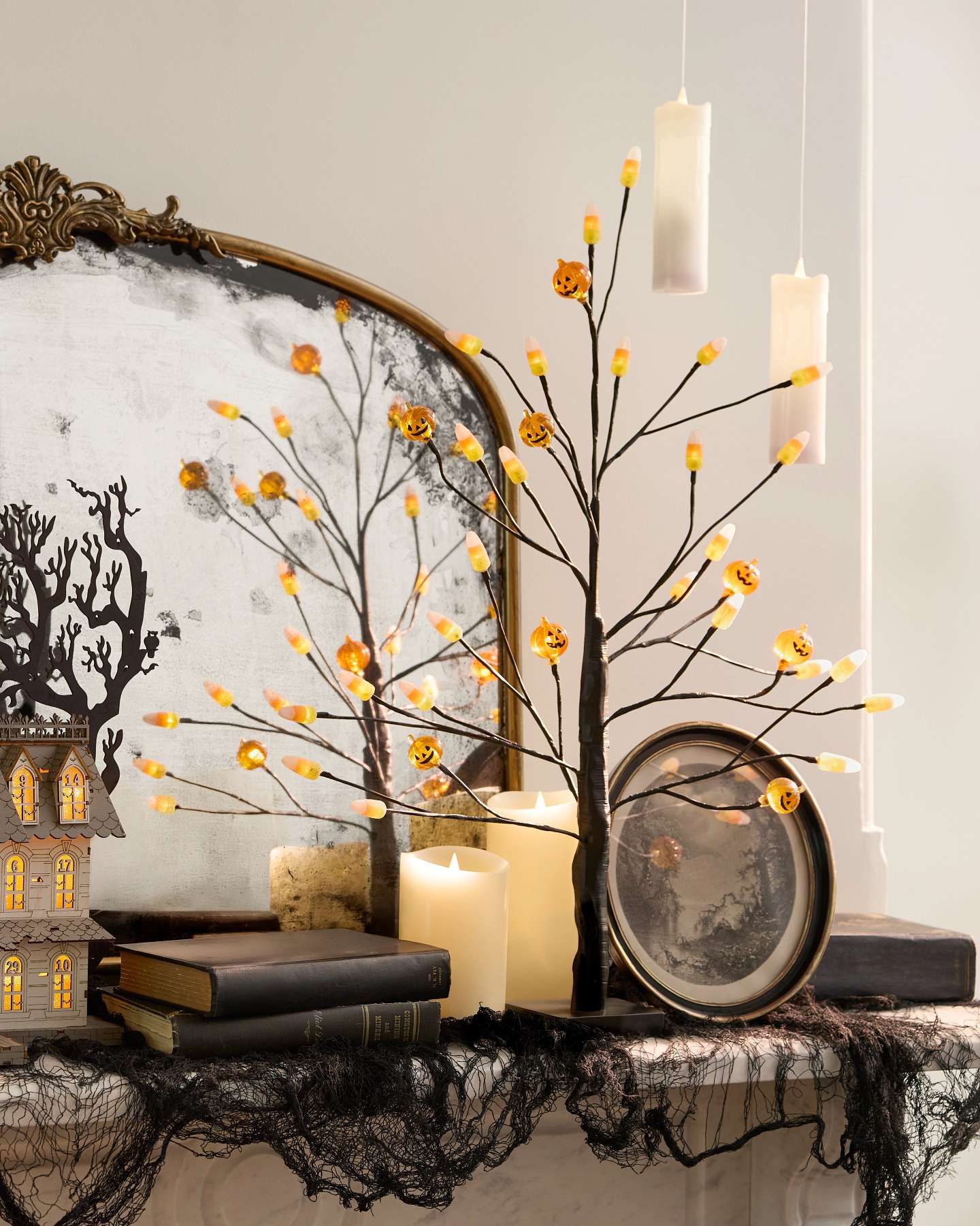30in Lit Candy Corn Tabletop LED Twig Tree by Balsam Hill Lifestyle 10