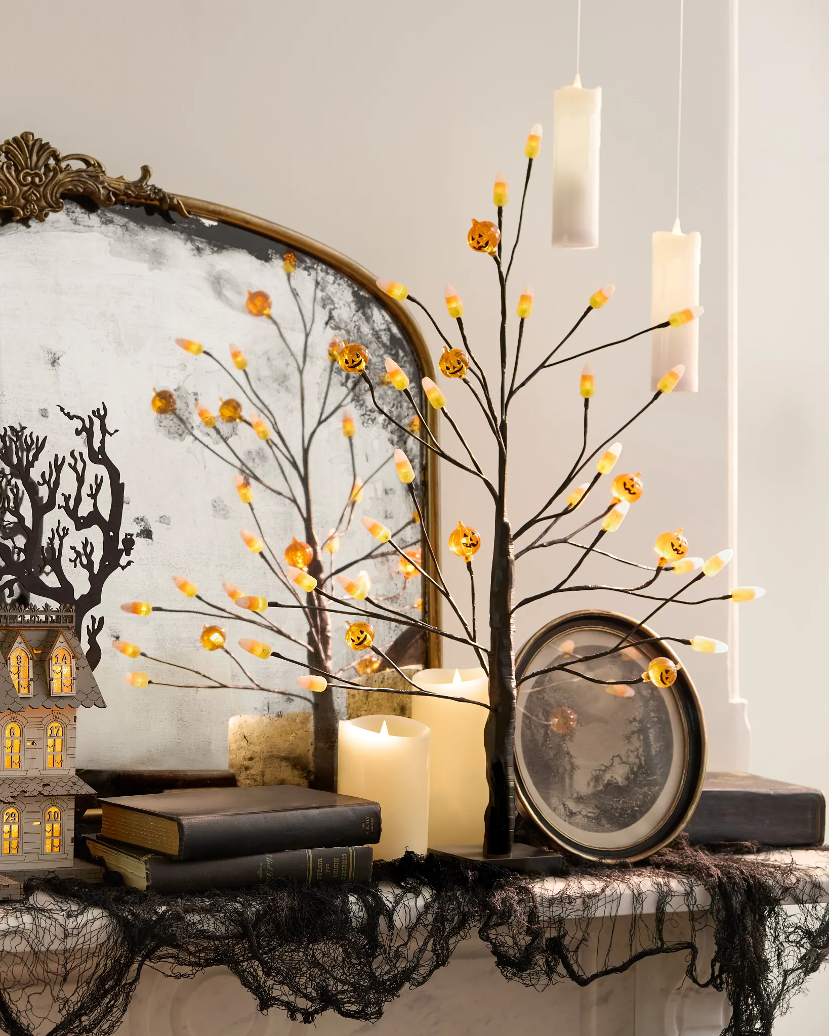 Lit Candy Corn Tabletop LED Twig Tree | Balsam Hill