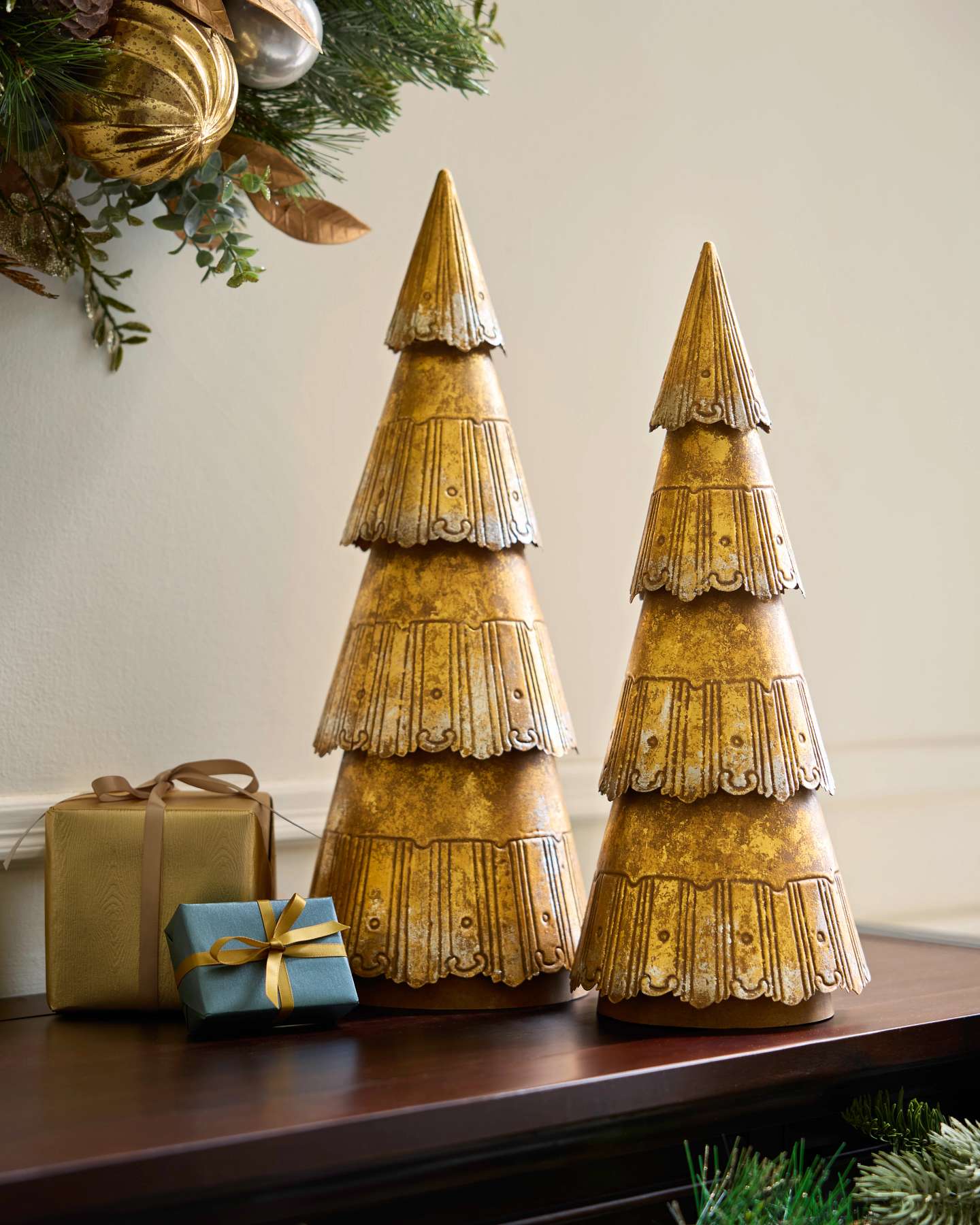 Bronzed Tabletop Trees, Set of 2