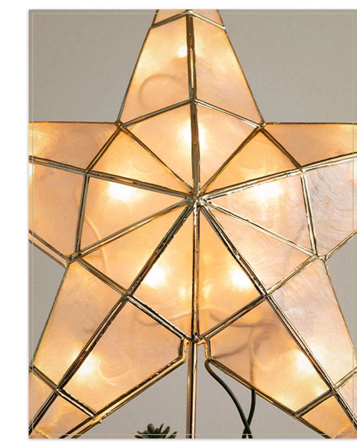 Balsam Hill Capiz Star Lighted Christmas Tree Topper Product Display