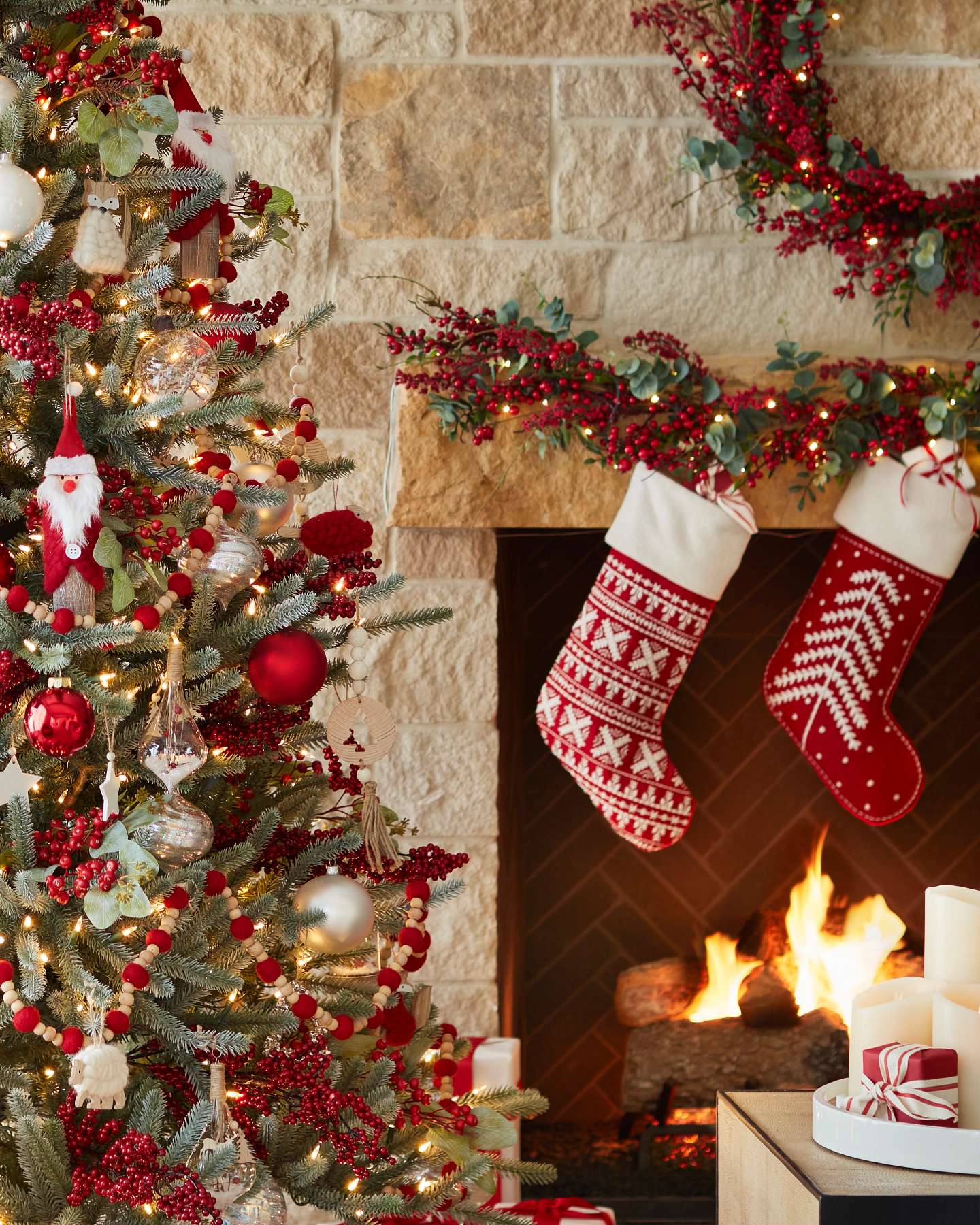 Balsam Hill Nordic Christmas Stocking Lifestyle Display