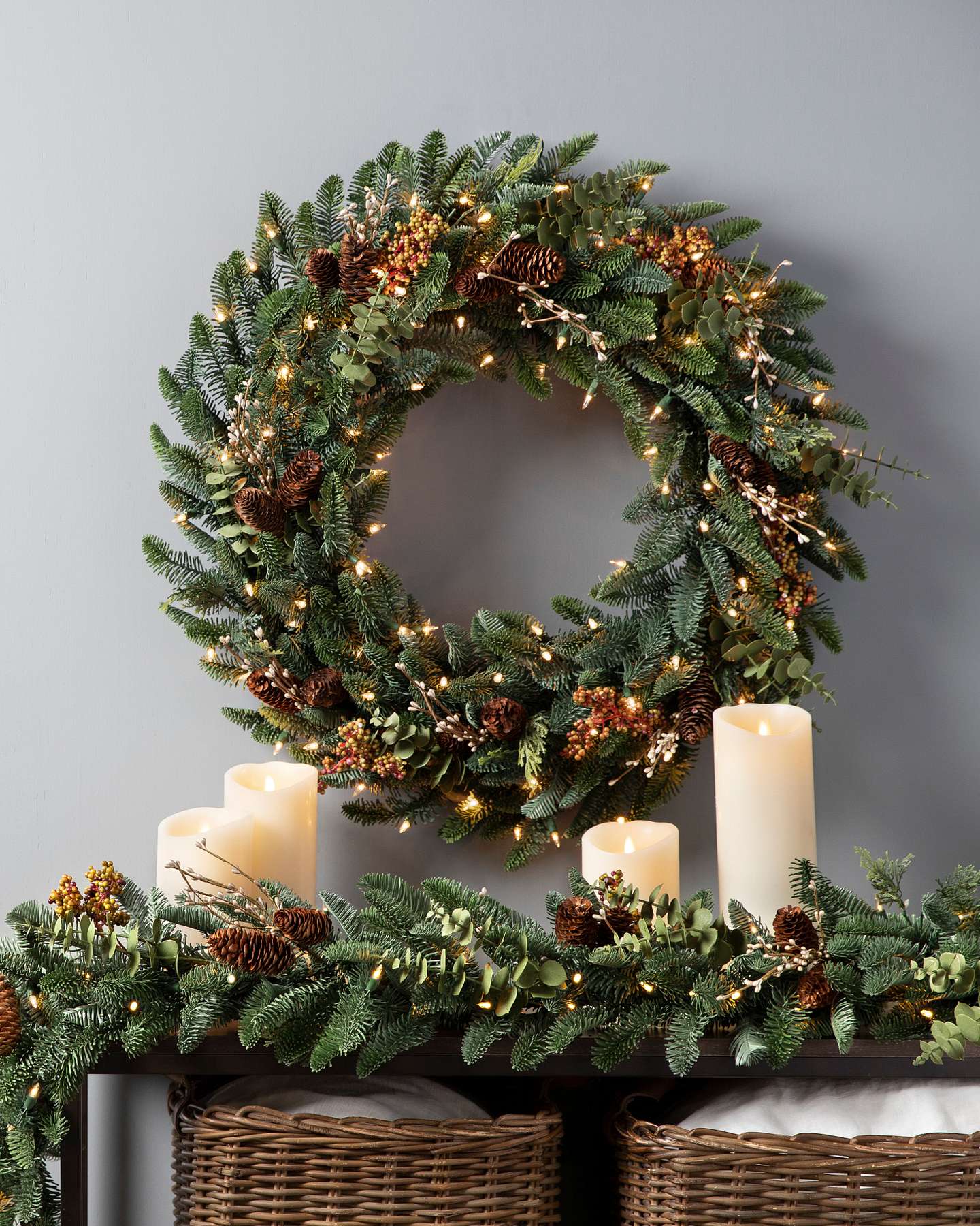 Balsam Hill Mountain Meadow Artificial Christmas Foliage Elegant Holiday Display