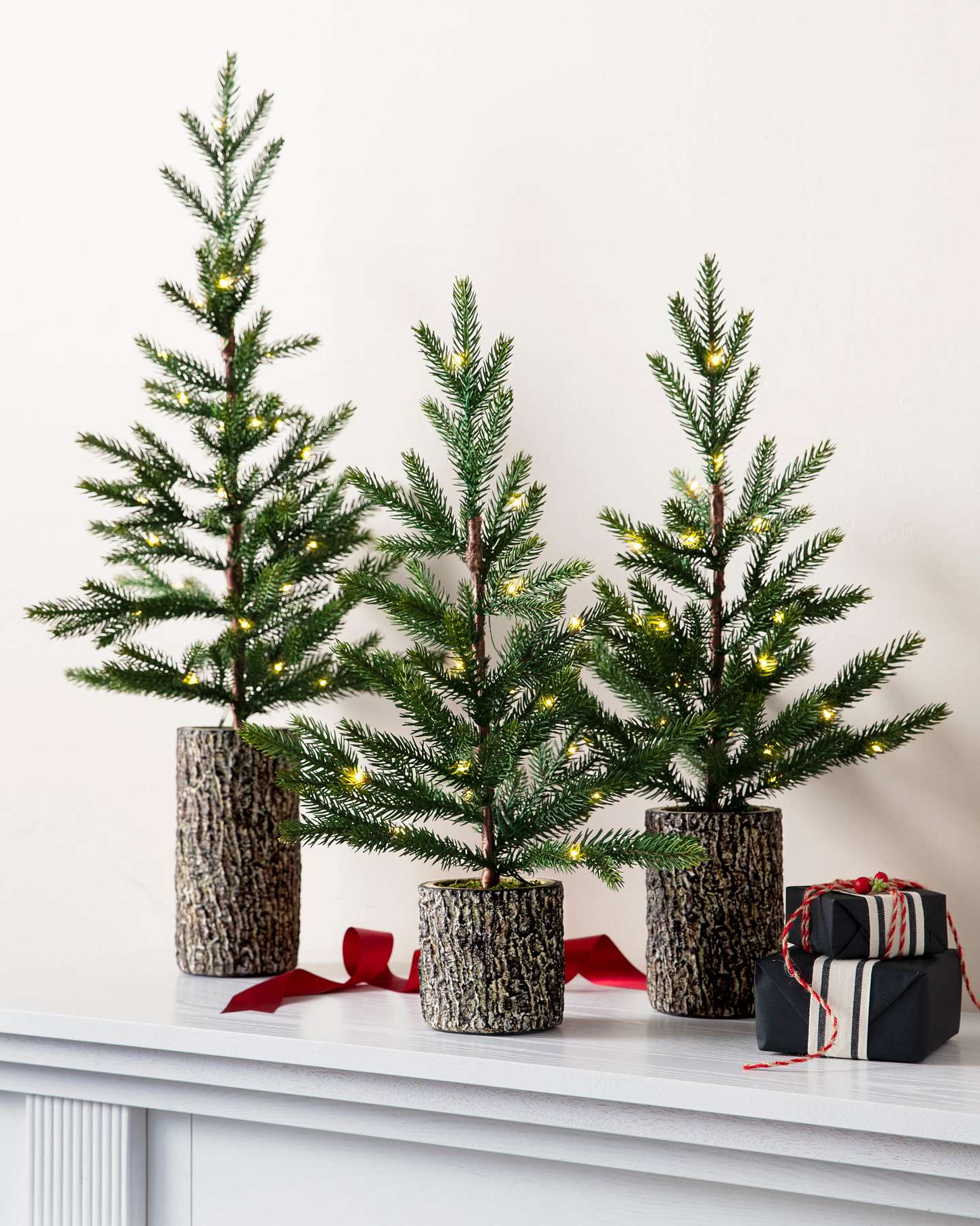 Balsam Hill Evergreen Saplings Tabletop Artificial Christmas Tree Set of 3 Full View