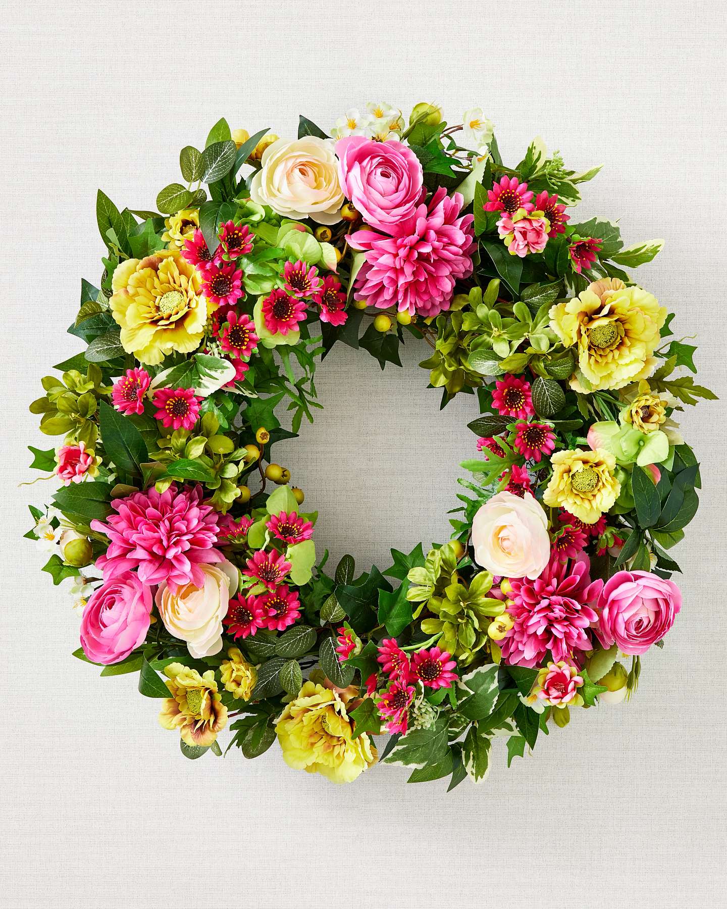 Balsam Hill Outdoor Vivid Blooms Artificial Spring Wreath 22-Inch Full and Lush Flower Design