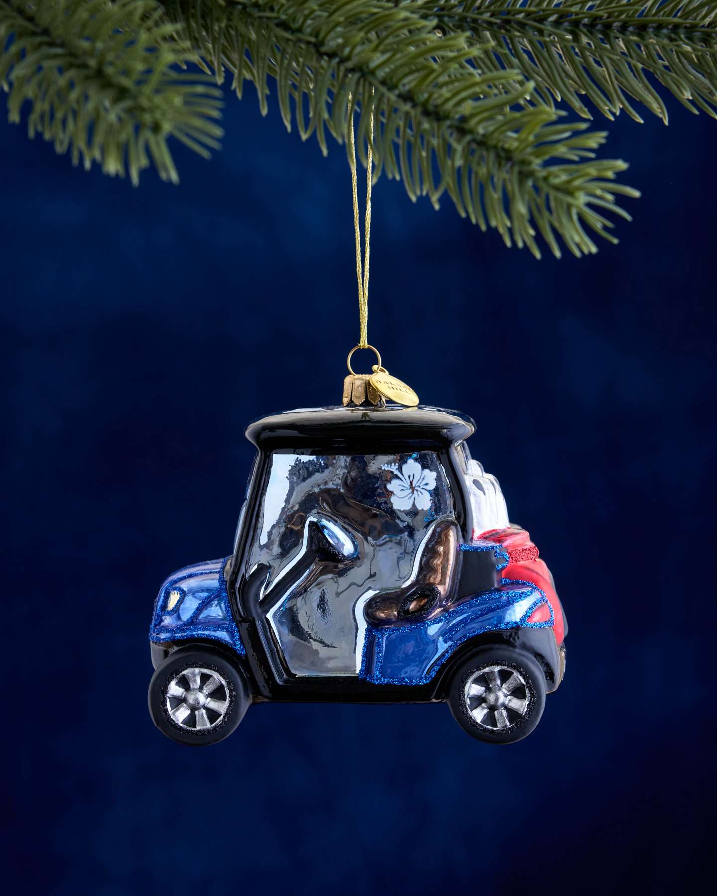 Balsam Hill Studio Blue Golf Cart Ornament