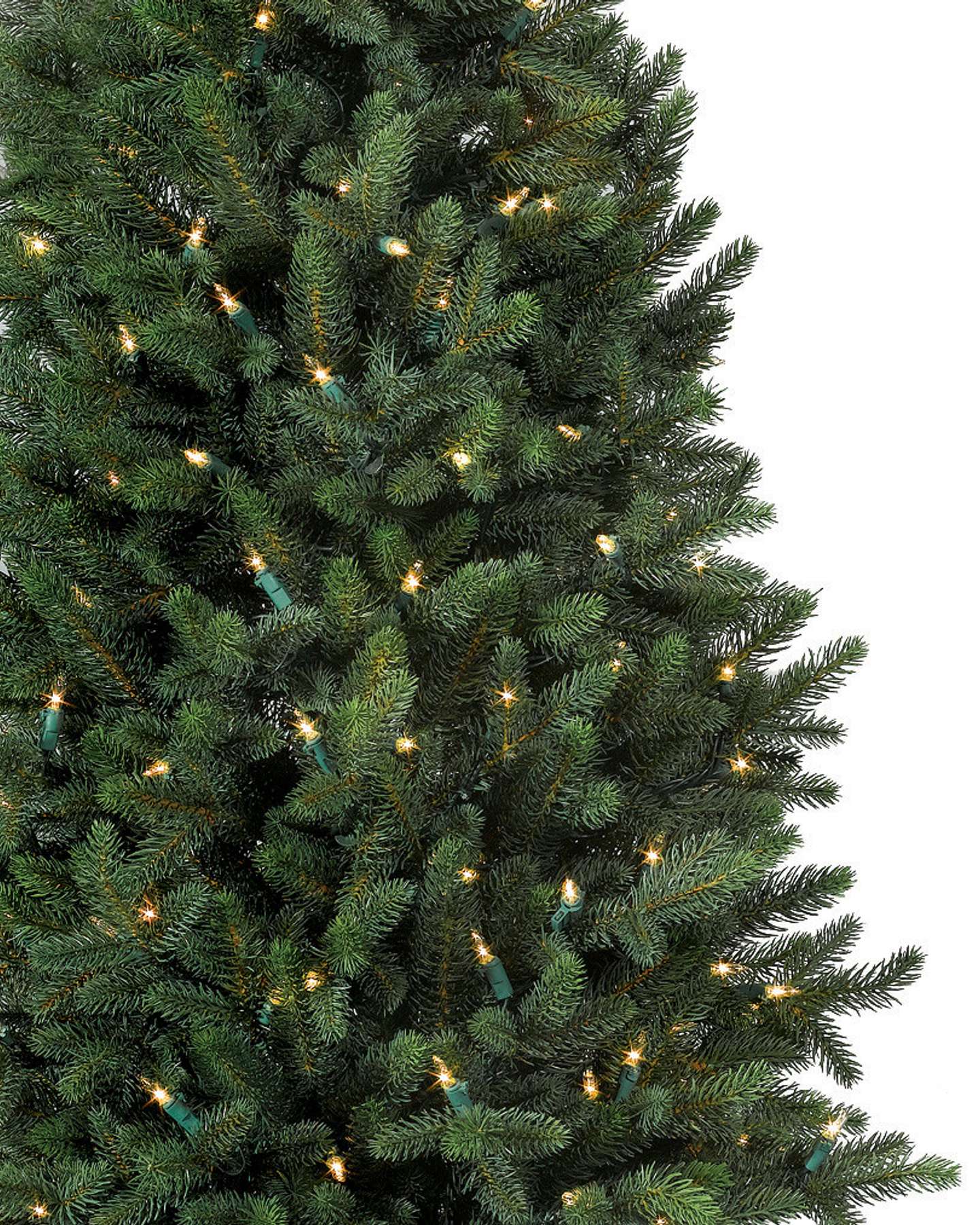 Balsam Hill LED Clear Colorado Mountain Spruce Artificial Christmas Tree Closeup