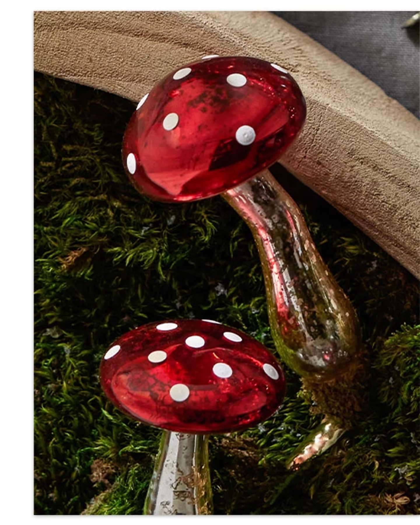 Balsam Hill Woodland Glass Christmas Ornament Collection Product Display