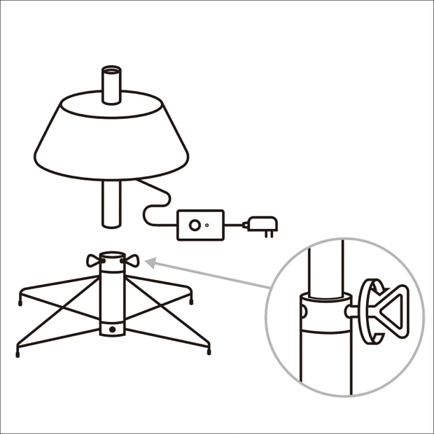 Illustration of bottom tree section and closeup of eyebolt