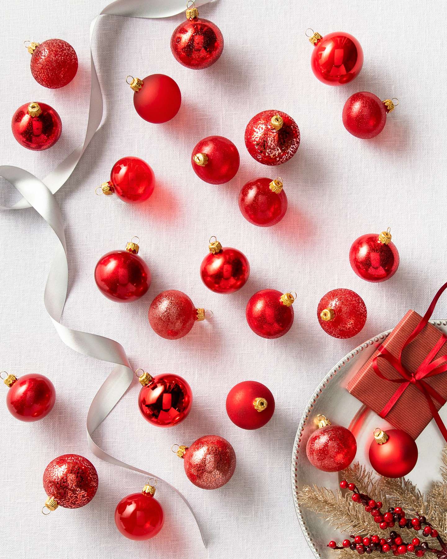 Balsam Hill Red Mini Tonal Baubles 24 Pieces Bold Christmas Touch