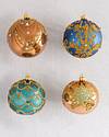 Navy and Copper Decorated Glass Ball Ornament Set 4 Pieces by Balsam Hill SSC 25