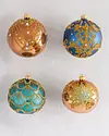 Navy and Copper Decorated Glass Ball Ornament Set 4 Pieces by Balsam Hill SSC 25