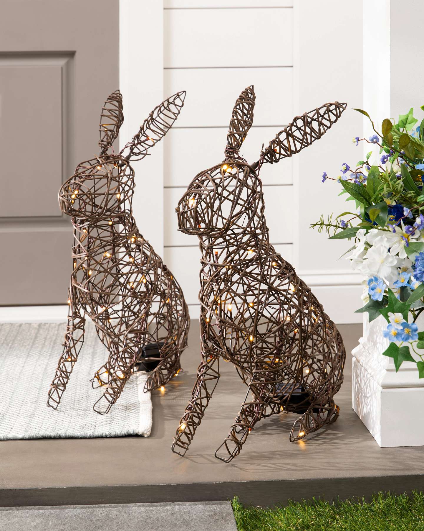 Balsam Hill Outdoor LED Wire Rabbits Set of 2 Decorative Display