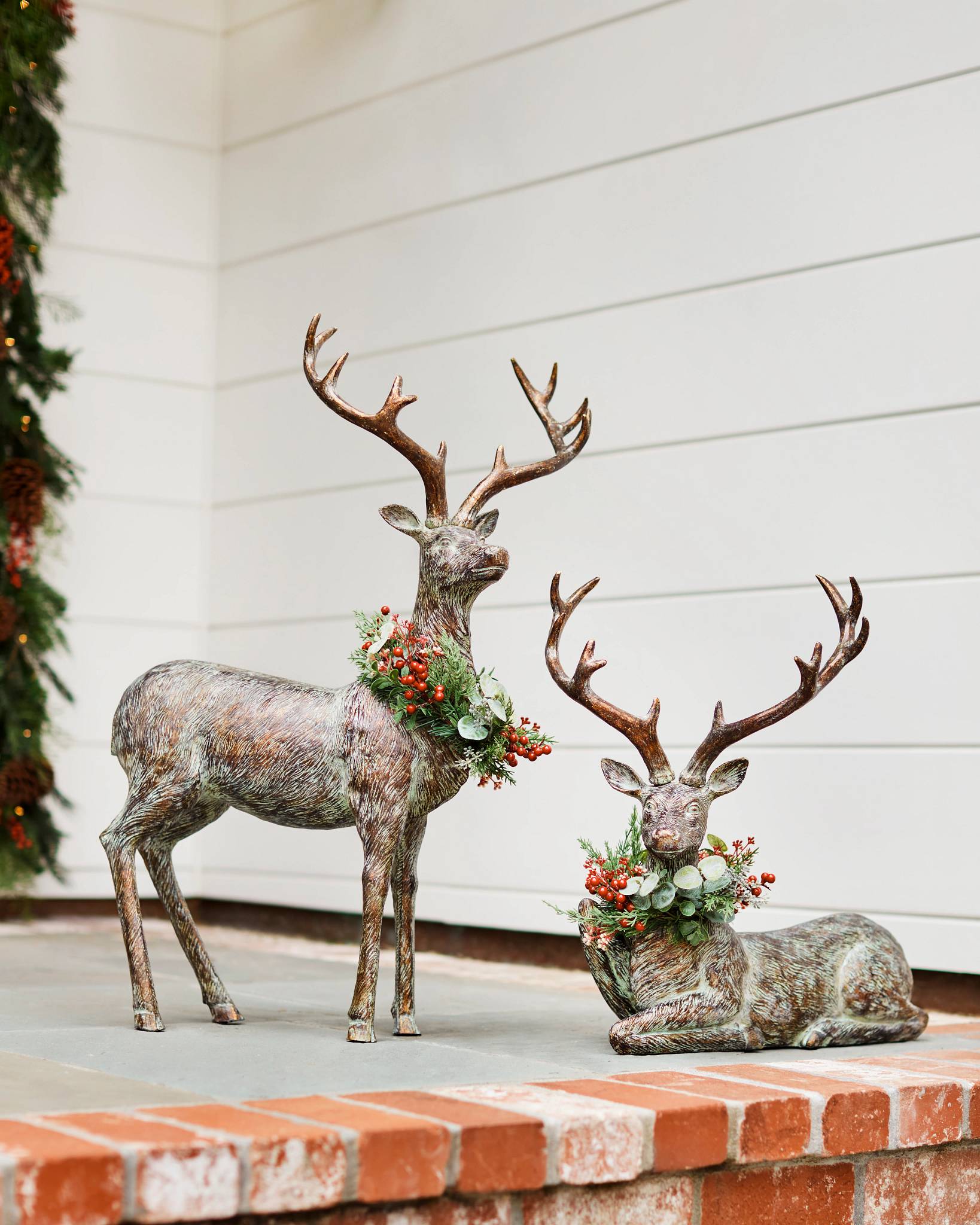 Festive Antiqued Deer Christmas Decorations  Balsam Hill