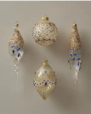Sapphire & Gold Gilded Glory Mixed Glass Ornament Set Sapphire & Gold Gilded Glory Mixed Glass Ornament Set